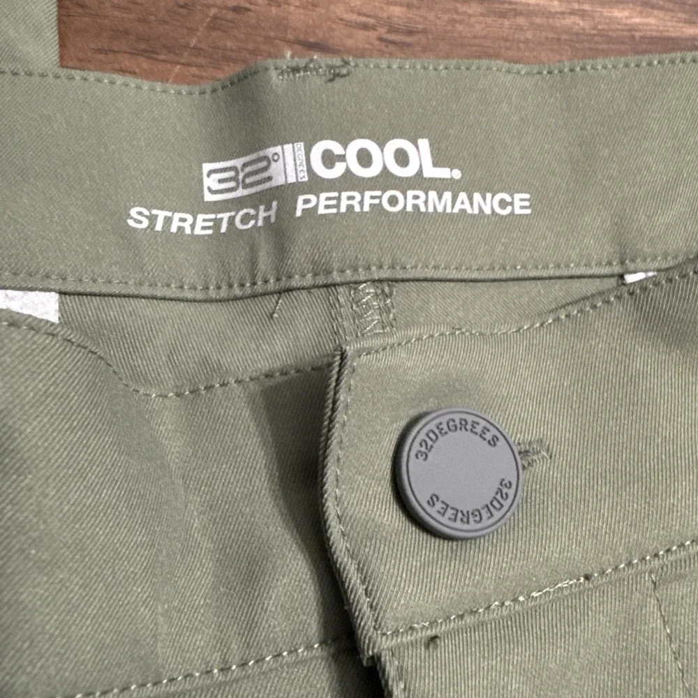 32 Degrees Cool Stretch Performance Pants Mens 34x29 Olive Green NWOT